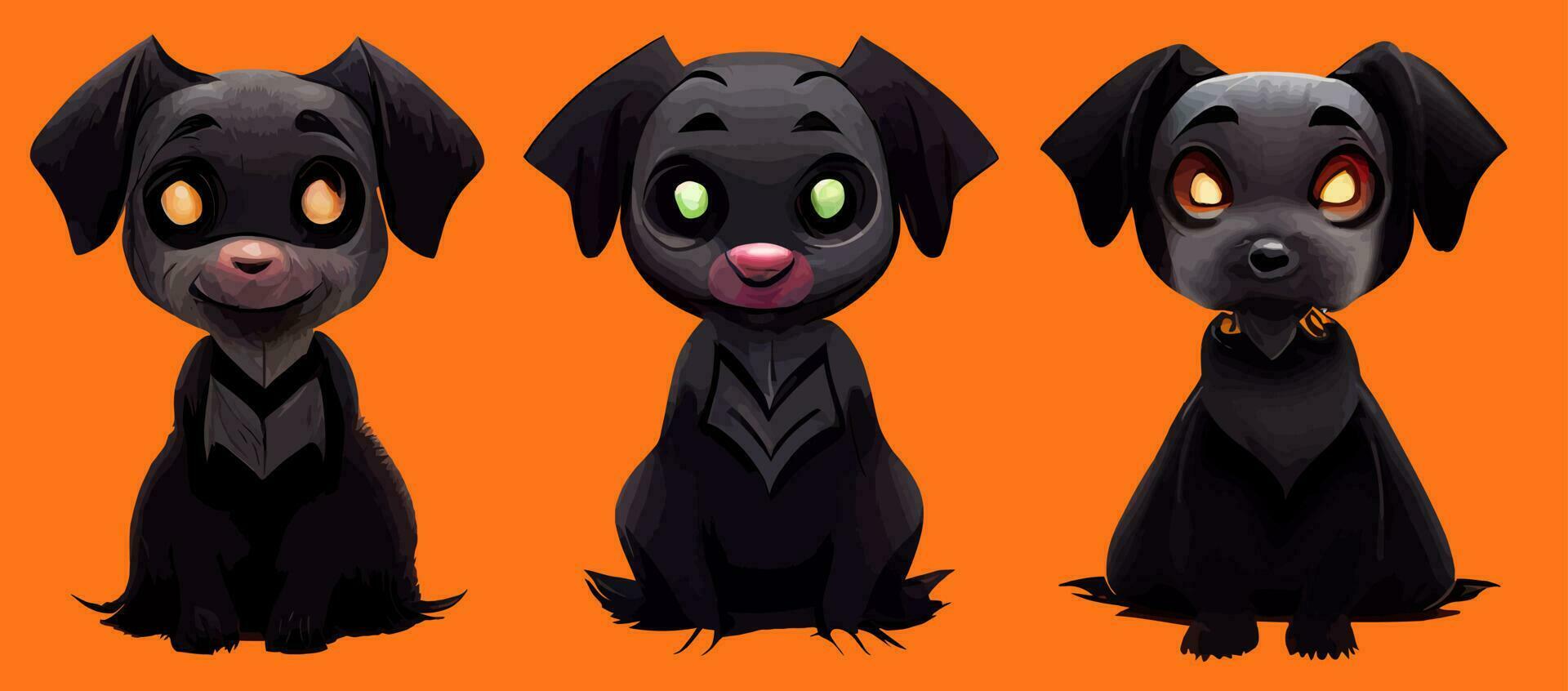 ilustración vectorial clipart conjunto de cachorro en disfraz de halloween aislado perfecto para icono, mascota o editar su diseño personalizado o sitio web vector