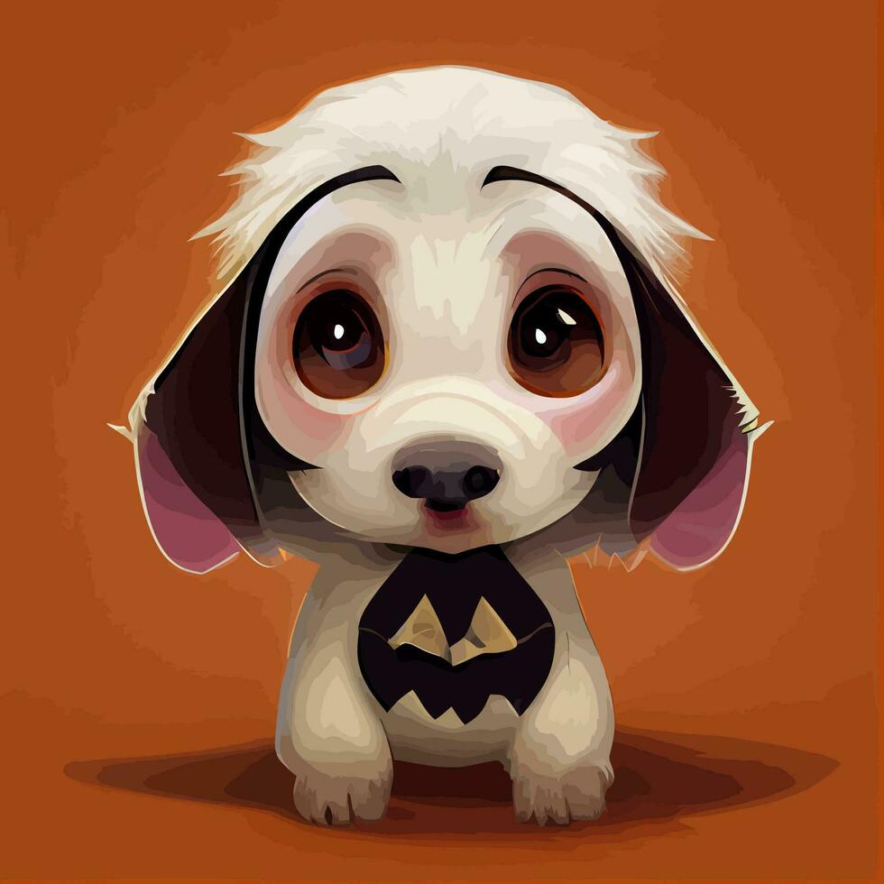 ilustración vectorial clipart de cachorro blanco con disfraz de halloween perfecto para tarjetas de felicitación o editar su diseño personalizado o sitio web vector