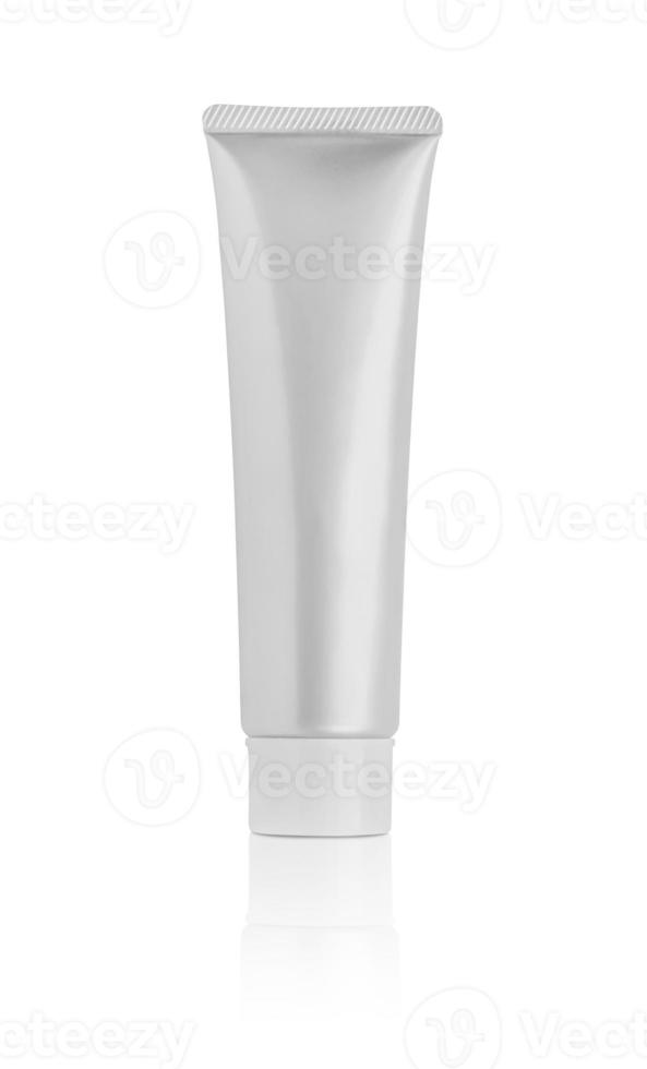 Blank cosmetic tube mockup isolated on white background photo