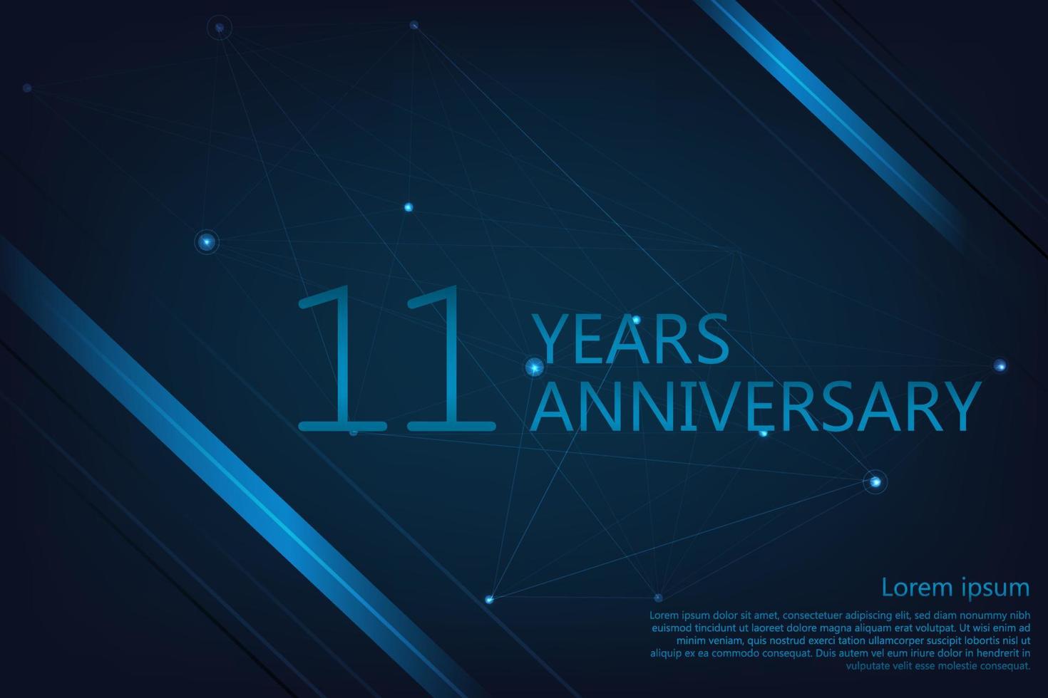 11 años de aniversario. pancarta de saludo de aniversario geométrico. plantilla de afiche para celebrar la fiesta del evento del 3.º aniversario. ilustración vectorial vector