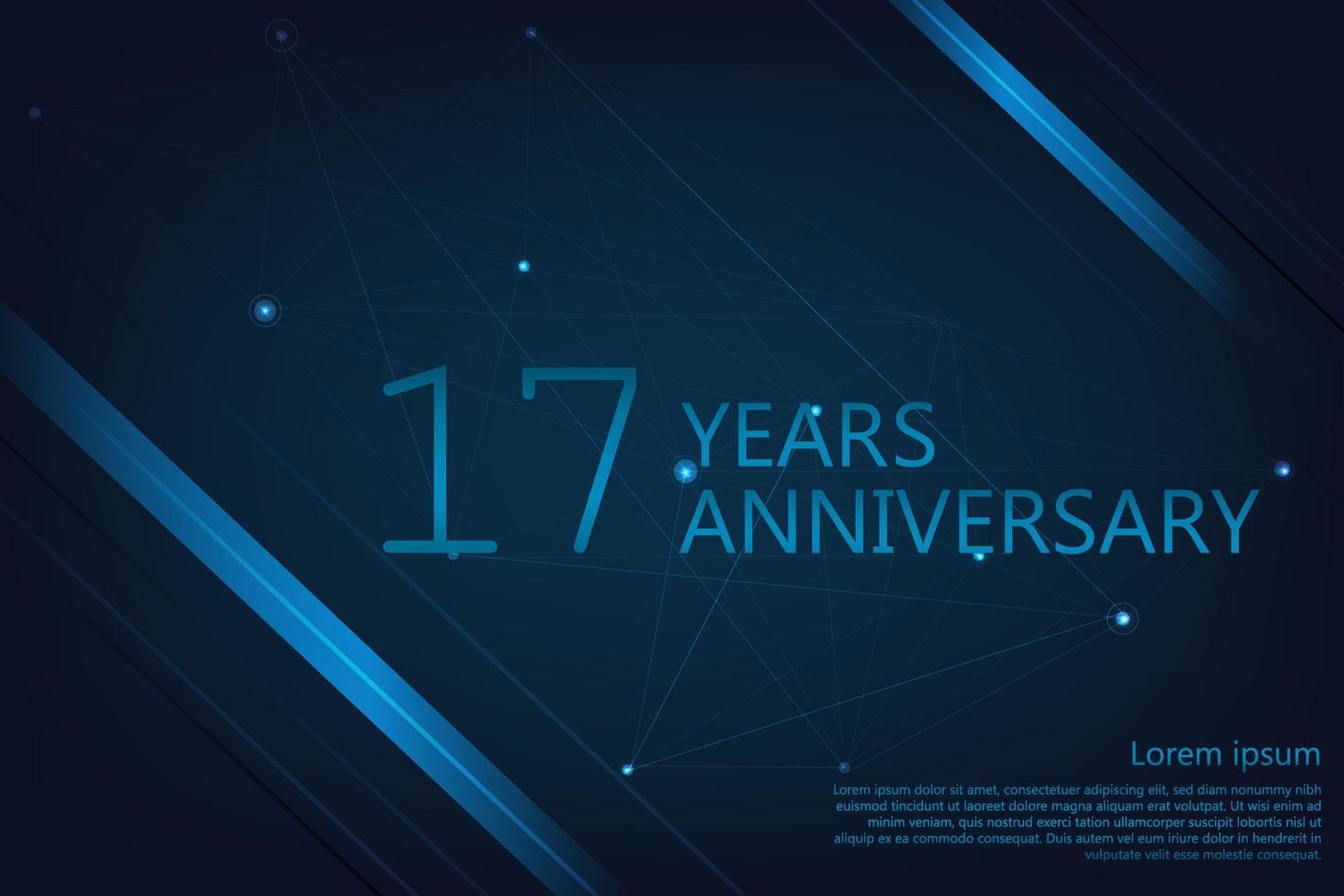17 años de aniversario. pancarta de saludo de aniversario geométrico. plantilla de afiche para celebrar la fiesta del evento del 3.º aniversario. ilustración vectorial vector