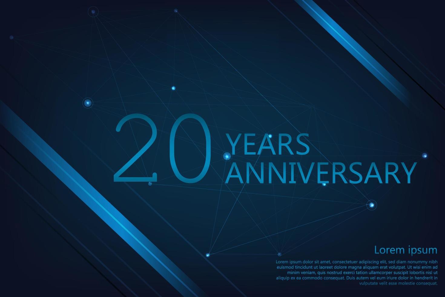 20 años de aniversario. pancarta de saludo de aniversario geométrico. plantilla de afiche para celebrar la fiesta del evento del 3.º aniversario. ilustración vectorial vector