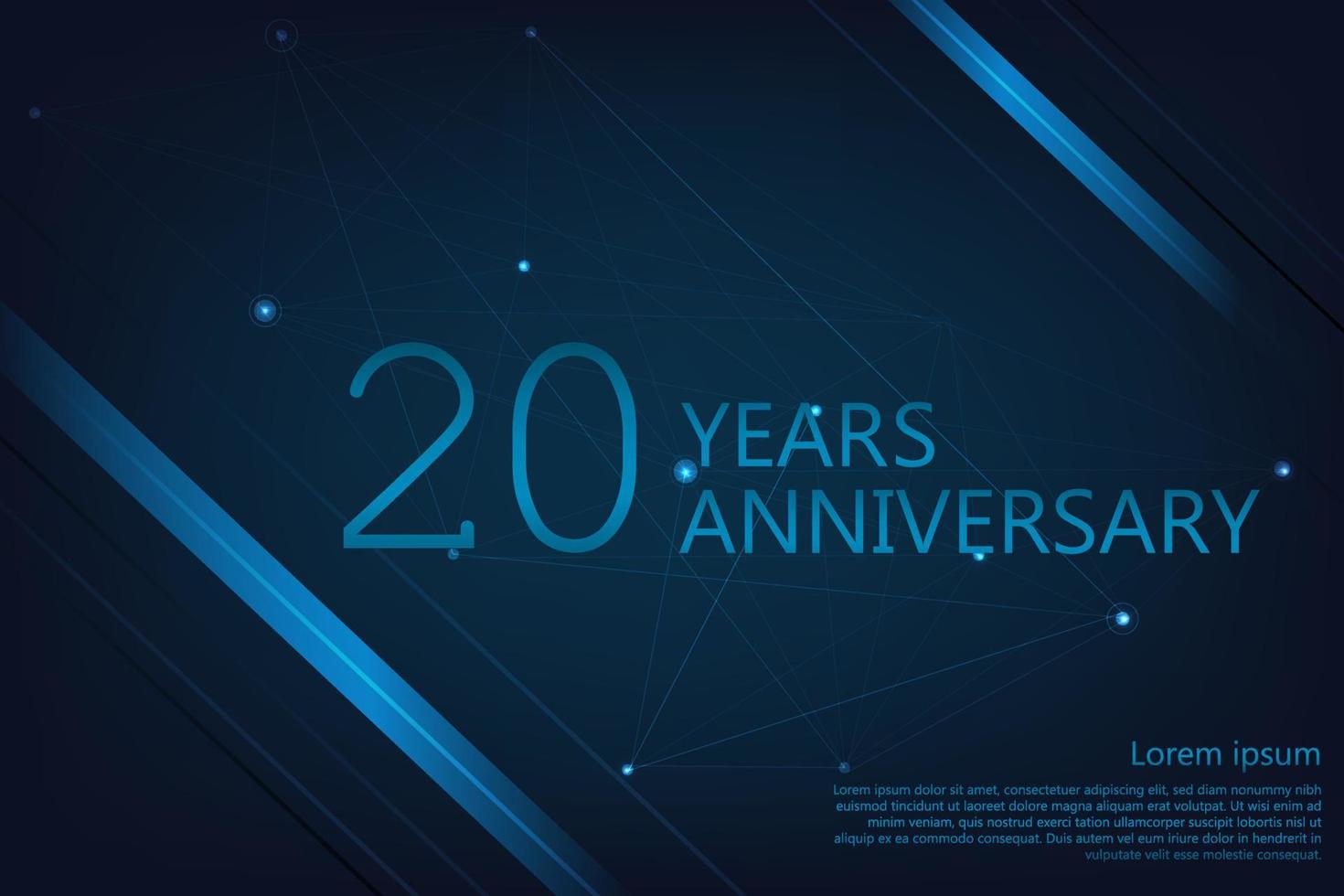 20 Years Anniversary. Geometric Anniversary greeting banner. Poster template for Celebrating 3th anniversary event party. Vector illustration