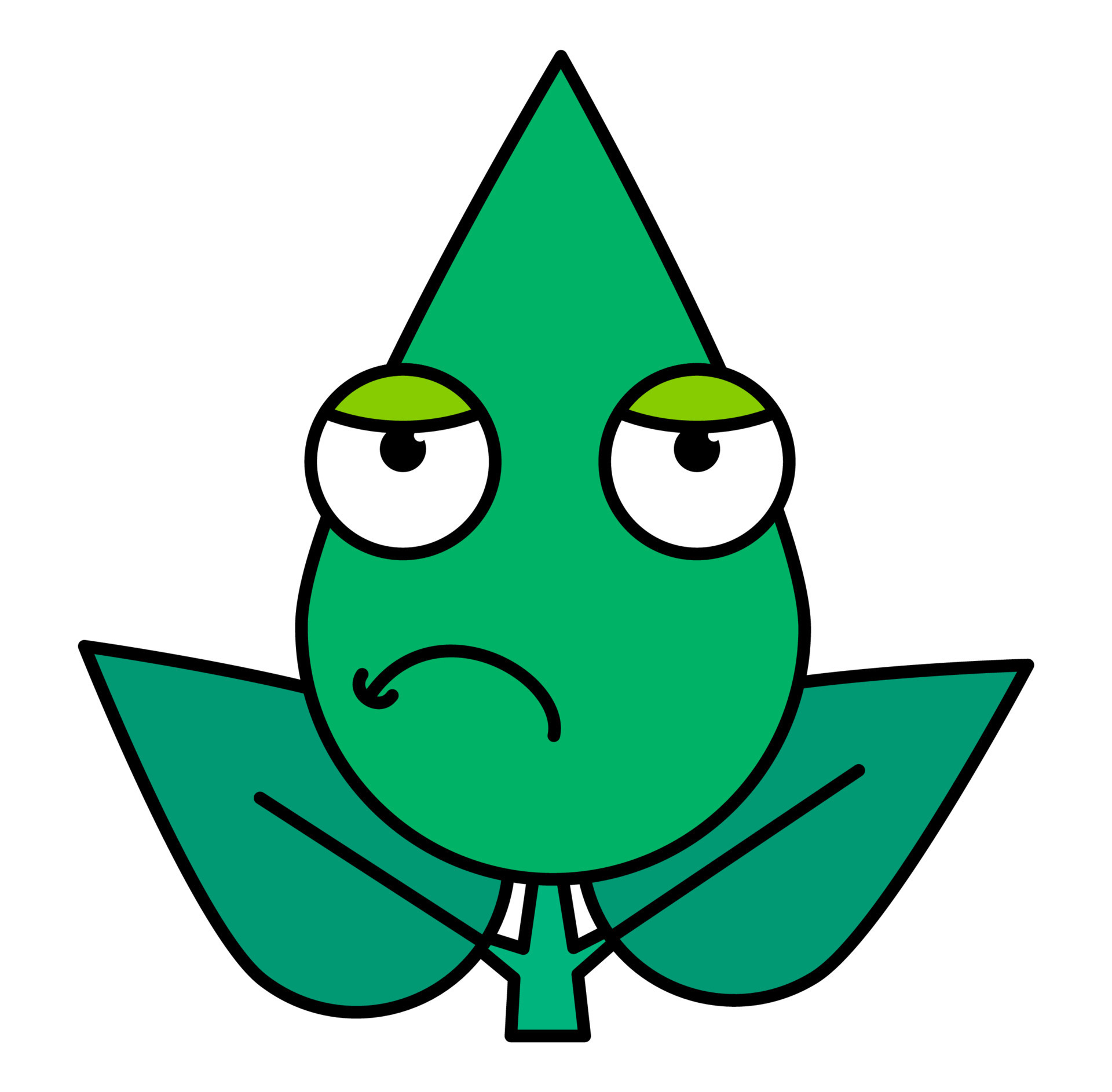 Green leaf skeptical emoticon thin line icon 13020324 Vector Art at