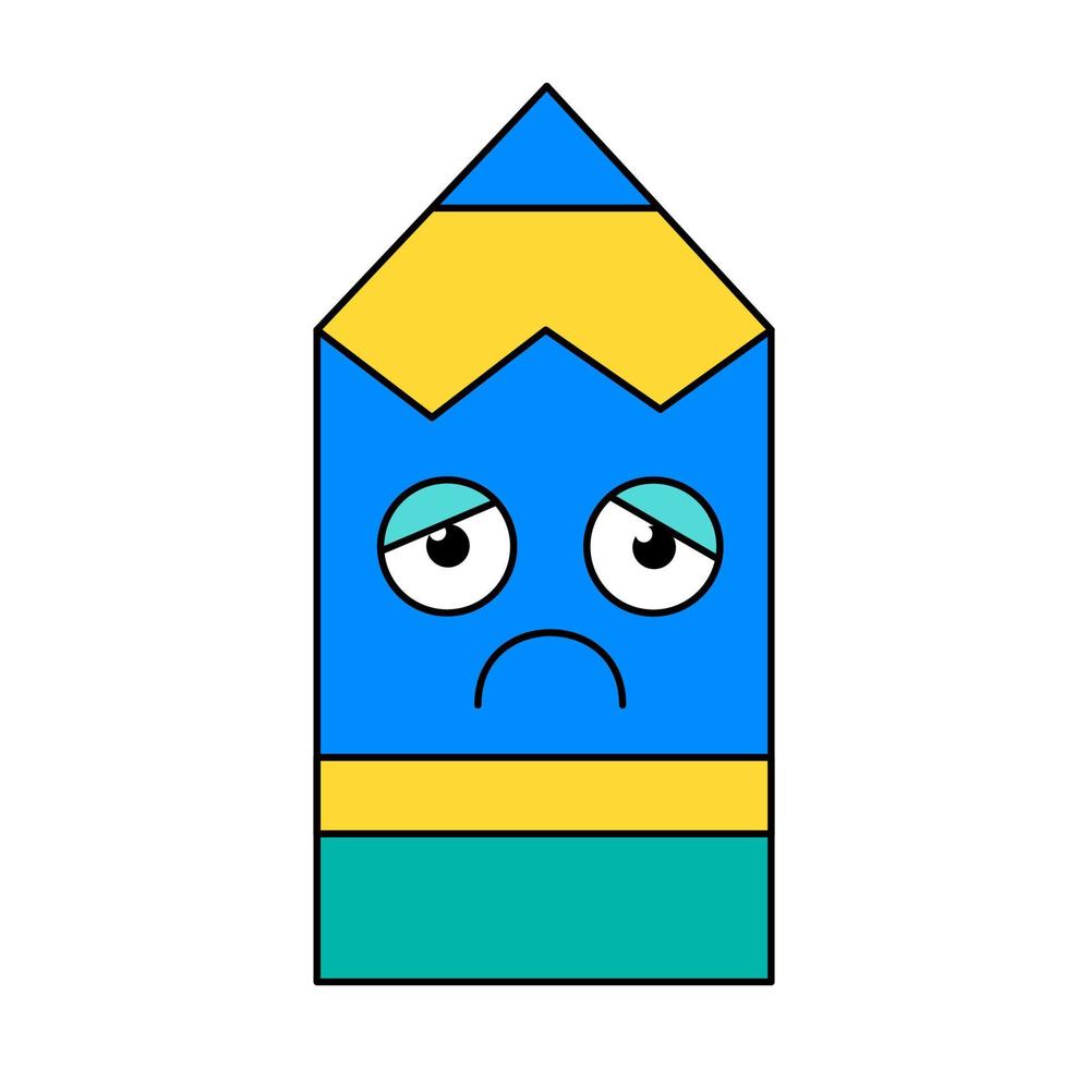 Depressed pencil sticker cartoon illustration vector