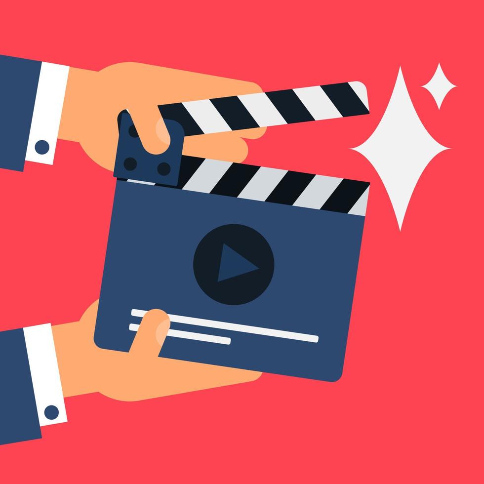 Flat movie clapperboard vector