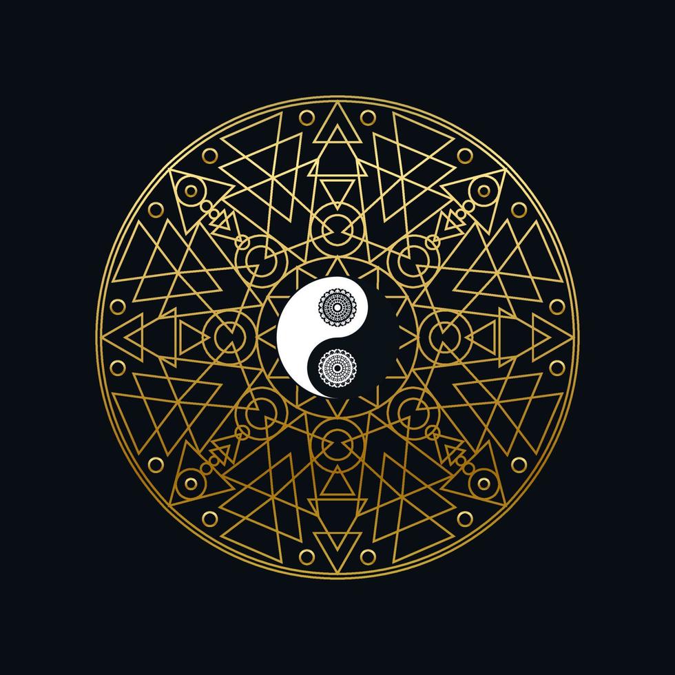 Meditation Template with Yin Yang Sign In Mandala vector