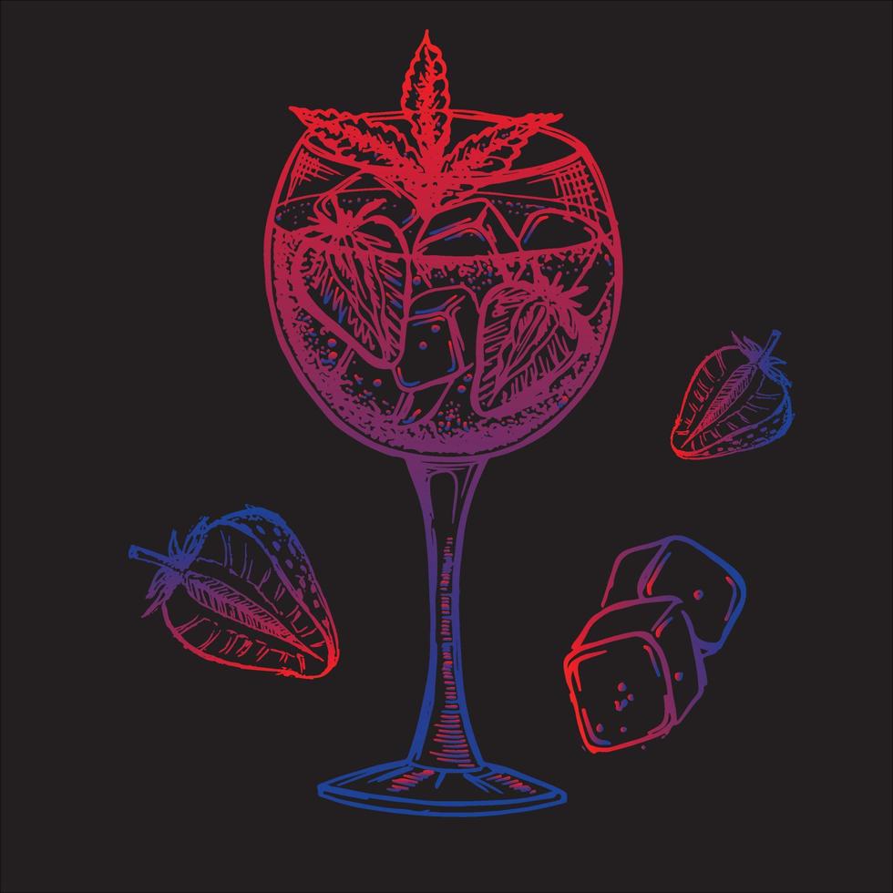 Cocktails sketch, hand drawn. vector