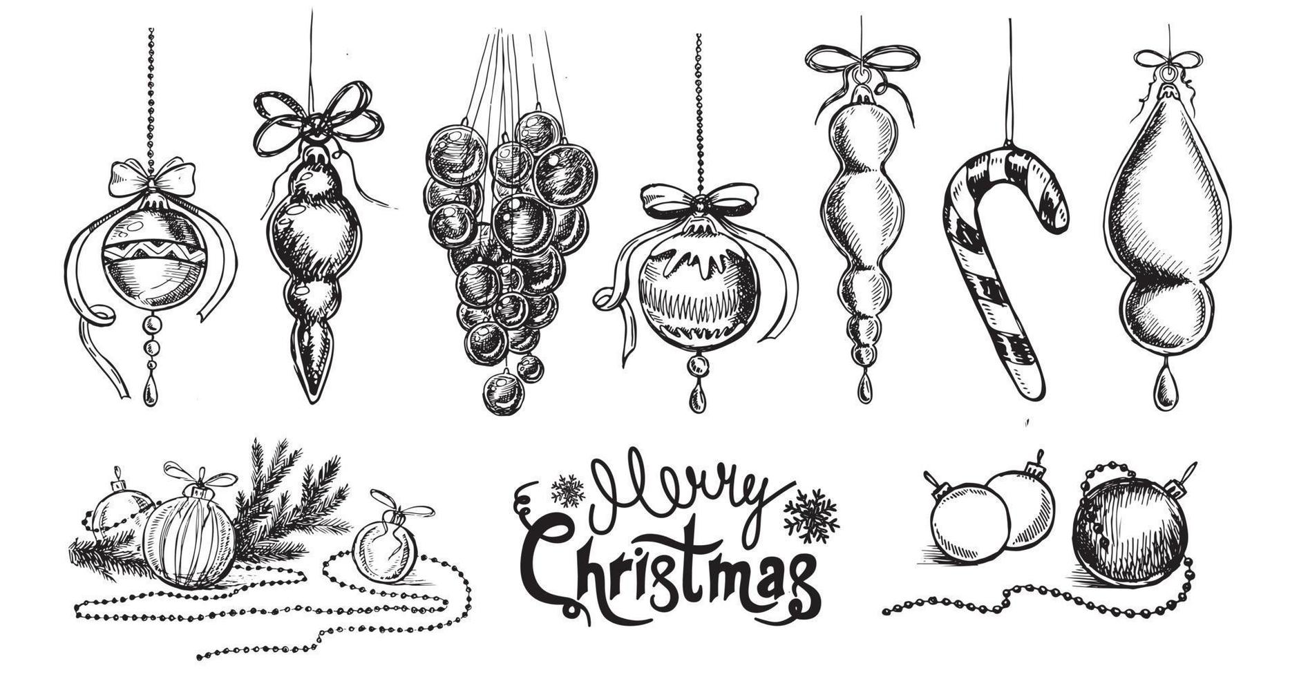 Christmas pattern in sketch style. Hand drawn. vector