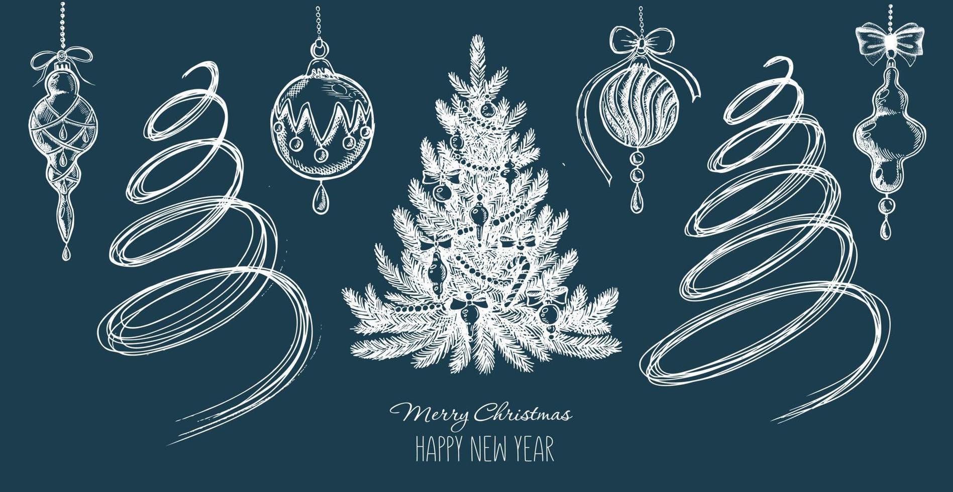 Christmas tree. Hand drawn illustration. vector