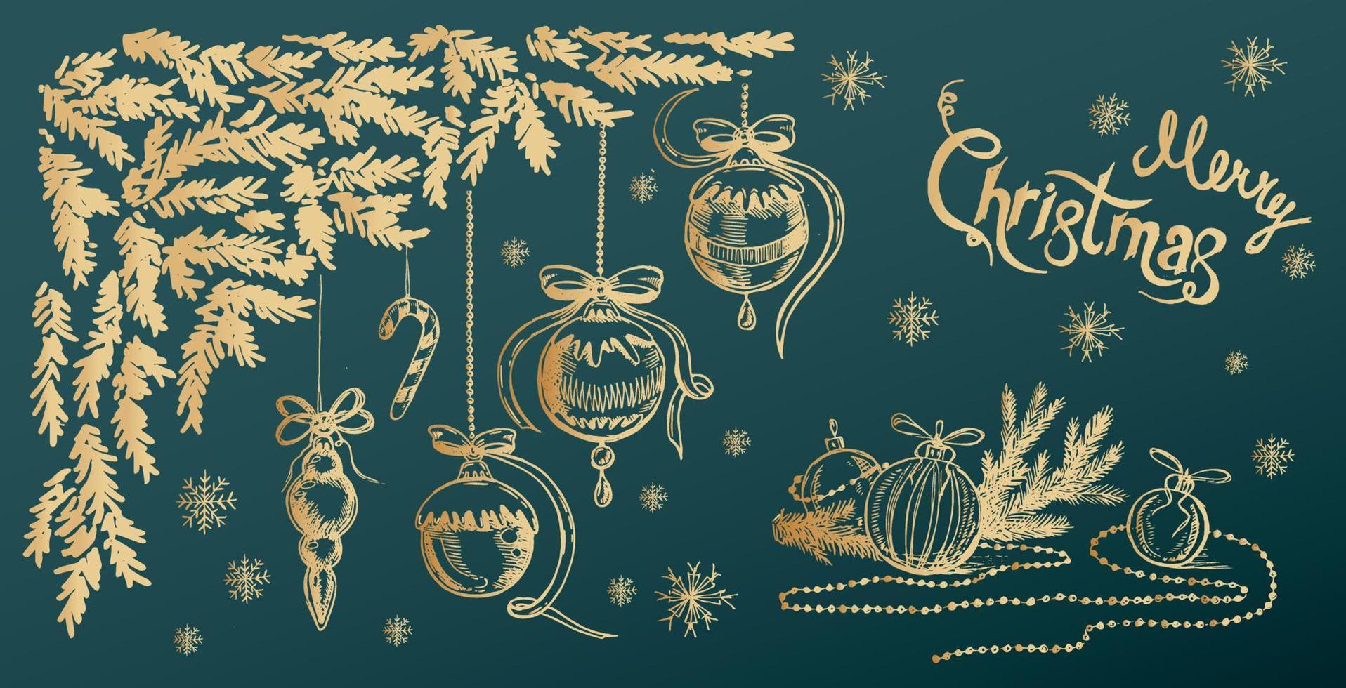 Christmas pattern in sketch style. Hand drawn. vector