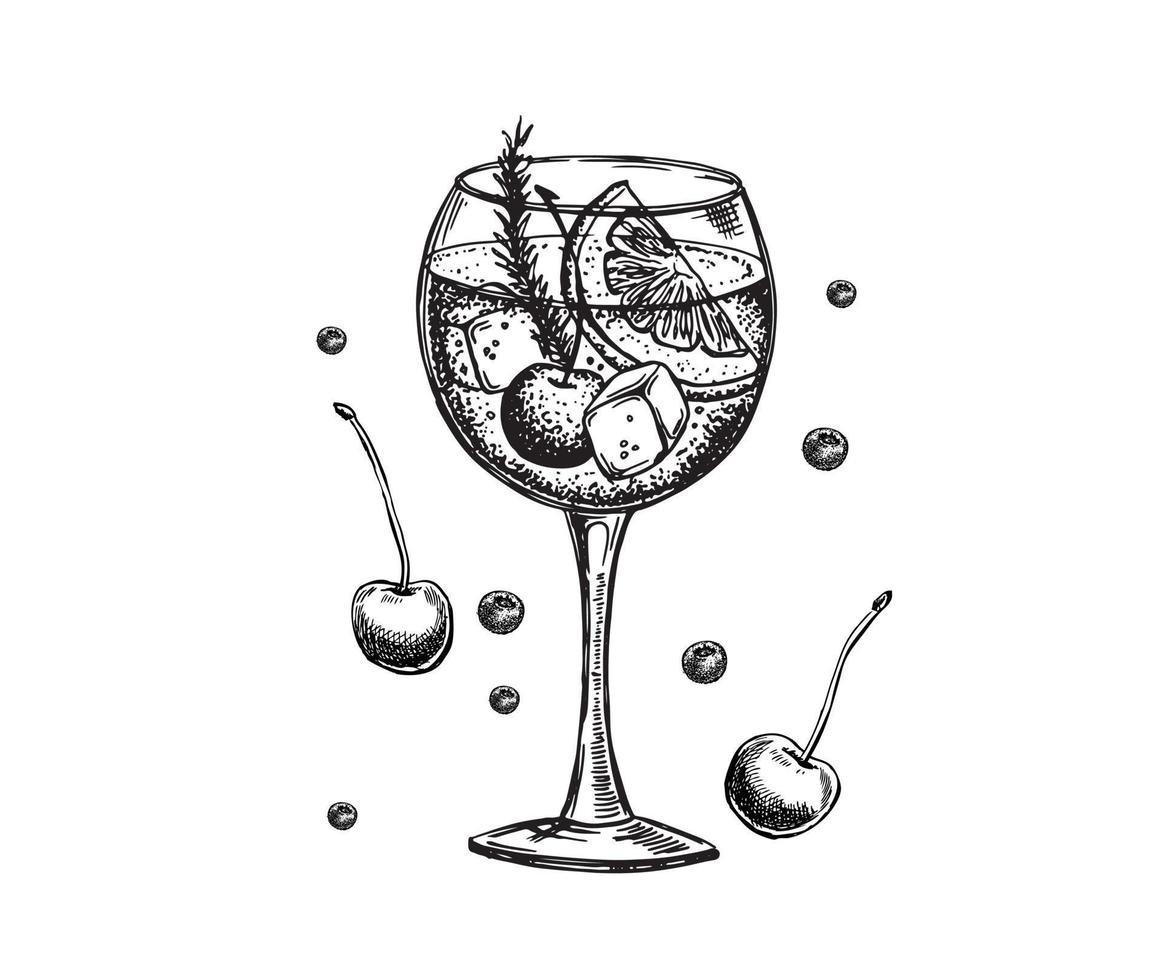 Cocktail menu design template. Alcoholic cocktails hand drawn. vector