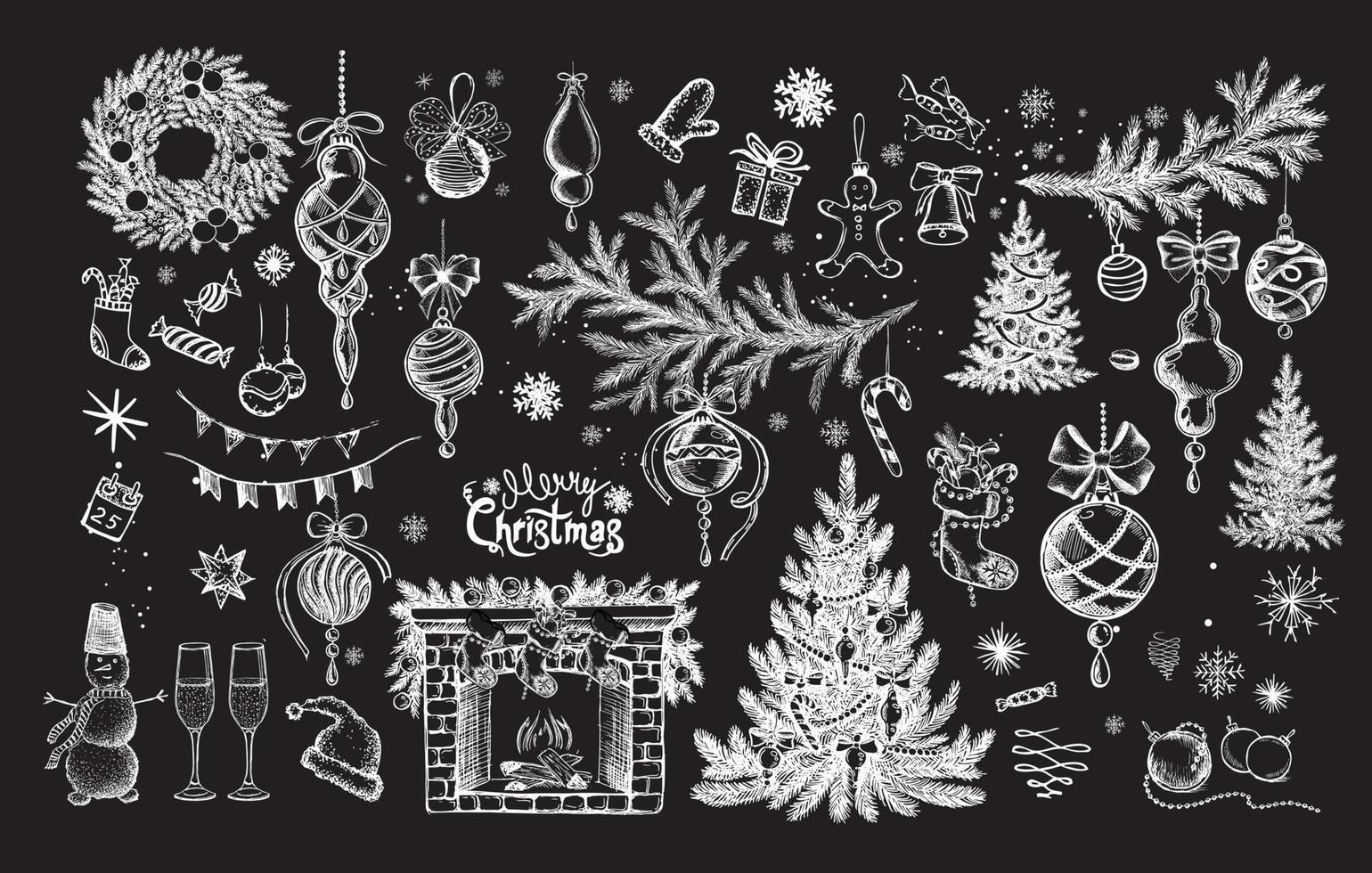 Christmas pattern in sketch style. Hand drawn illustration. vector