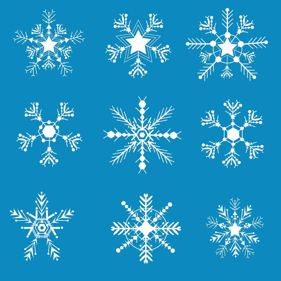 Set of snowflakes christmas design vector