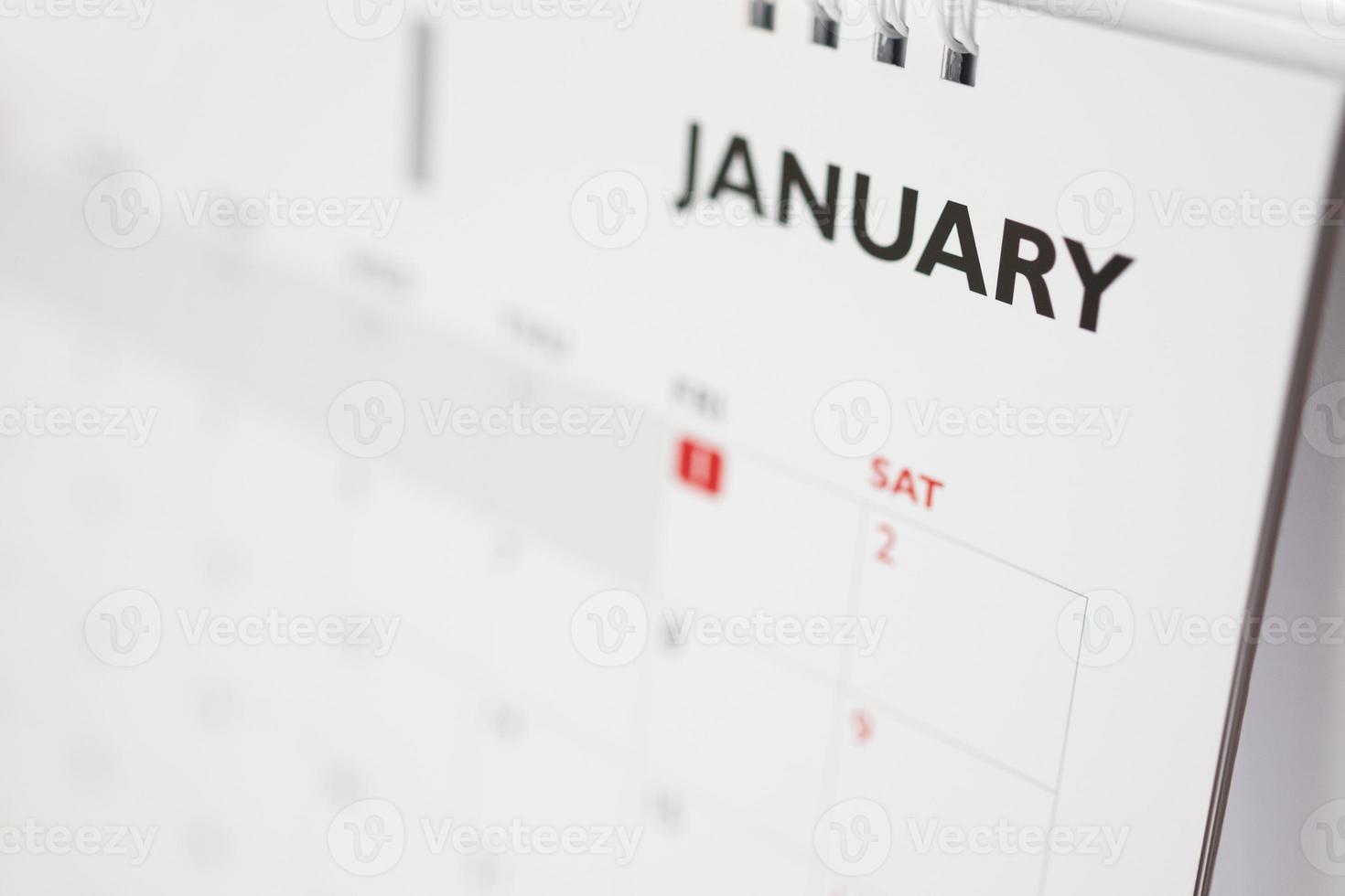 January calendar page with months and dates business planning appointment meeting concept photo
