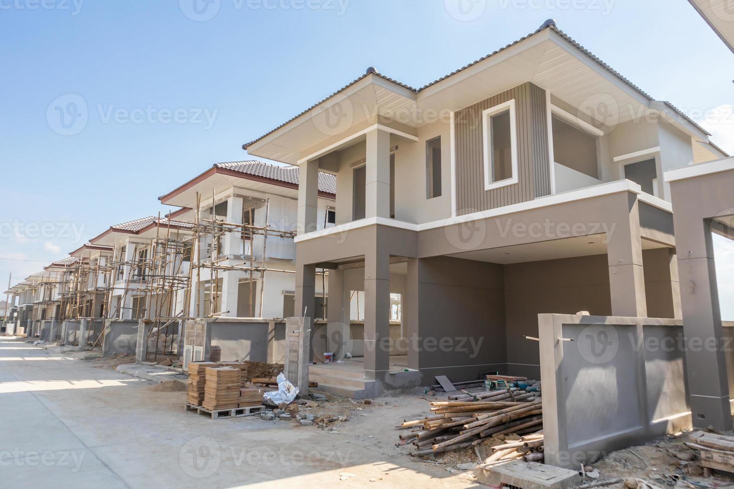 construction residential new house in progress at building site housing estate development photo
