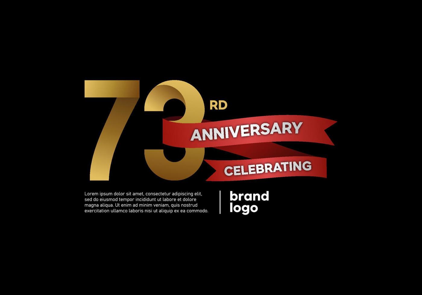 73 year anniversary logo in gold and red on black background vector