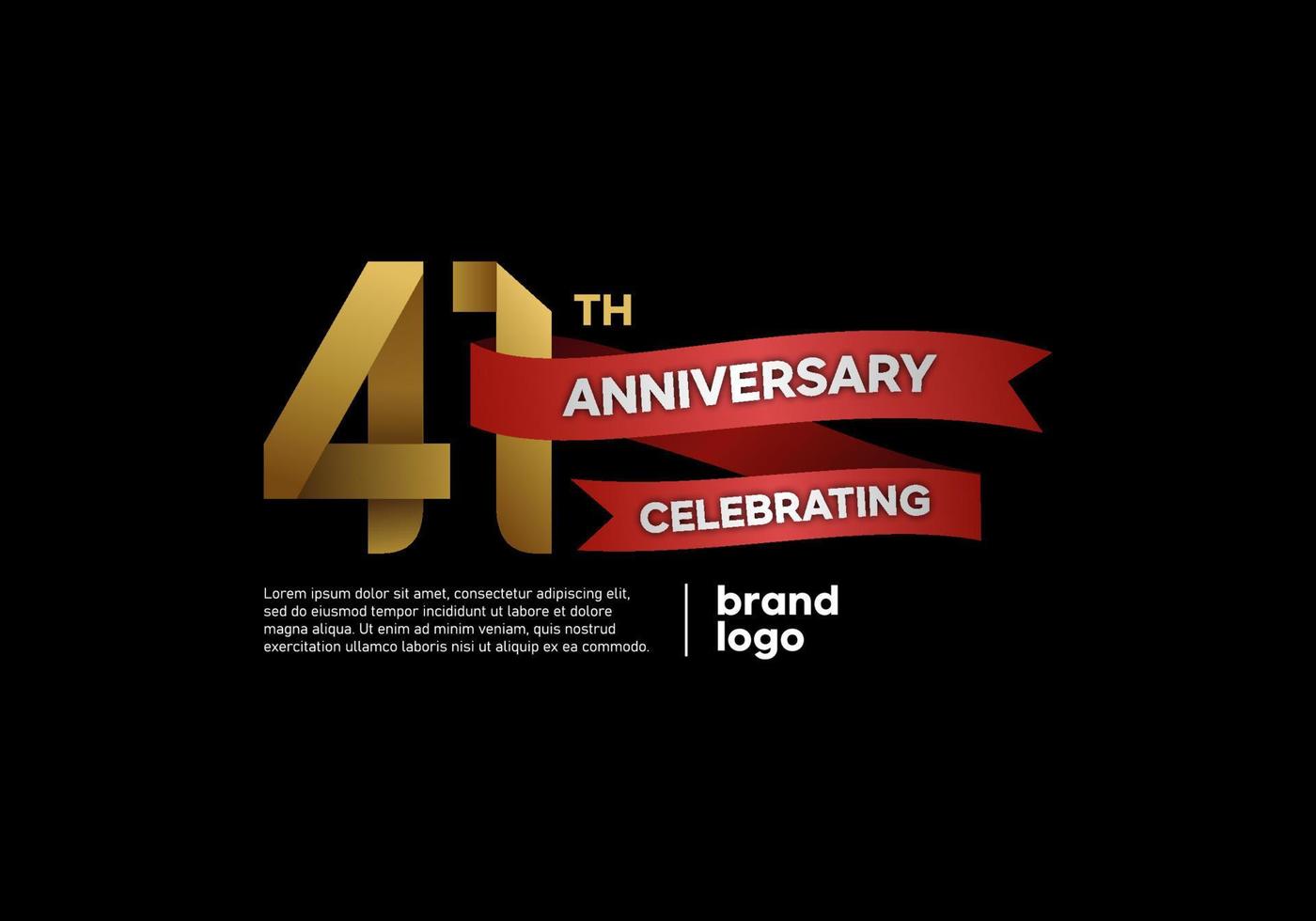41 year anniversary logo in gold and red on black background vector