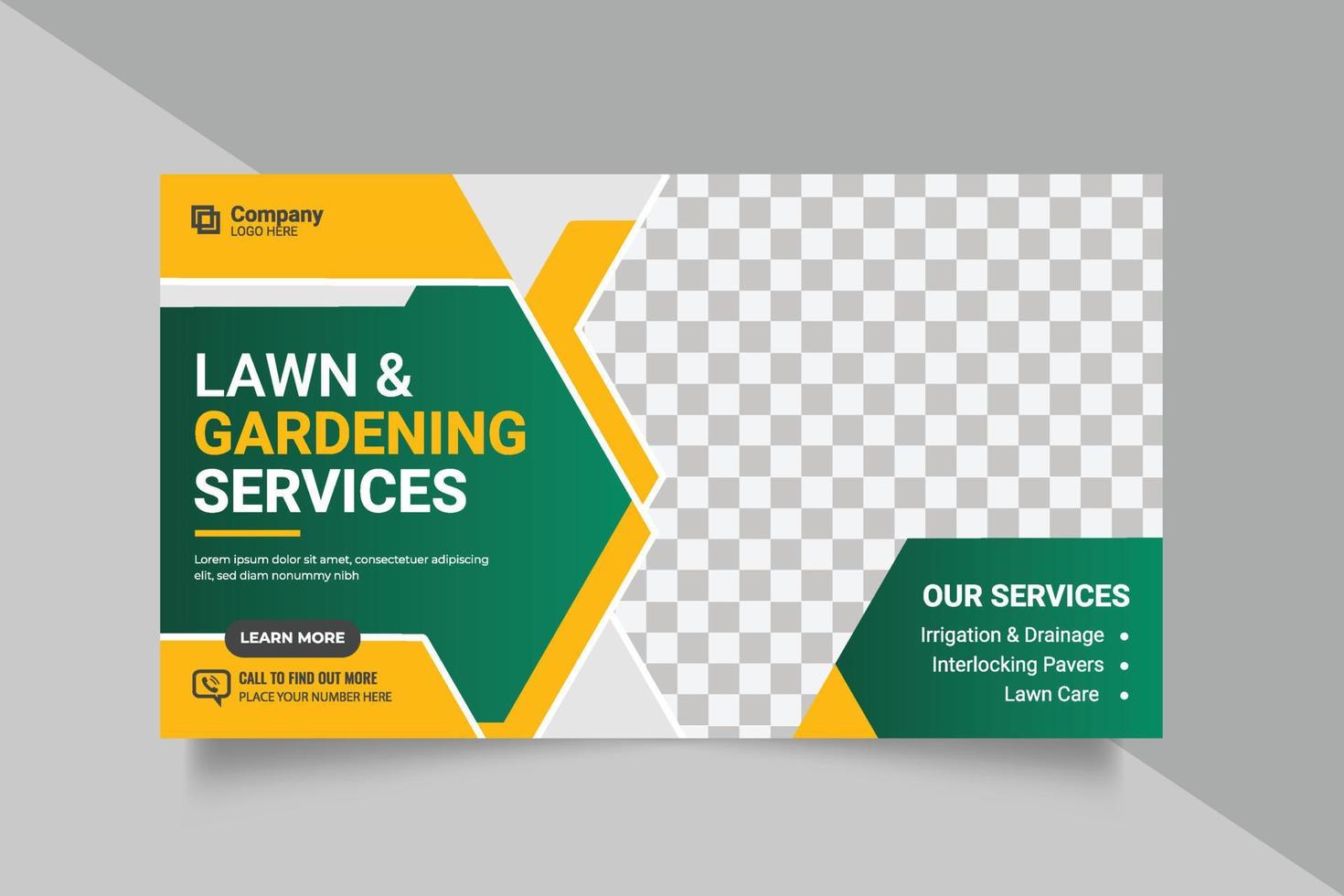 Agricultural and farming services web banner or social media post lawn gardening template design vector