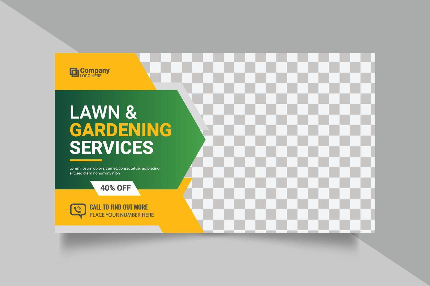 Agricultural and farming services web banner or social media post lawn gardening template design vector