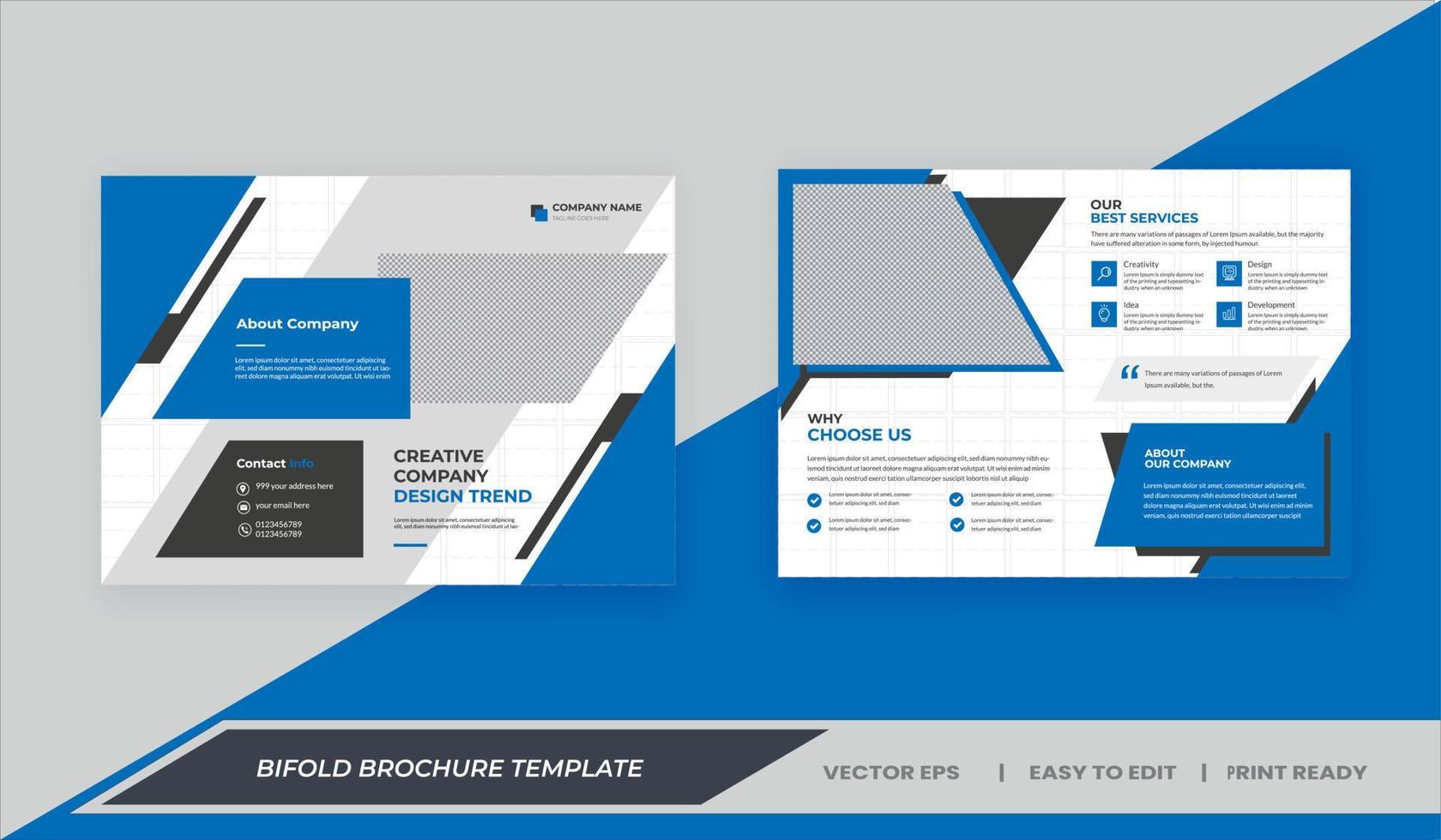 Bifold Brochure Template - Professional business brochure, bi fold template,cover page, half fold brochures - corporate brochure  - 07 vector