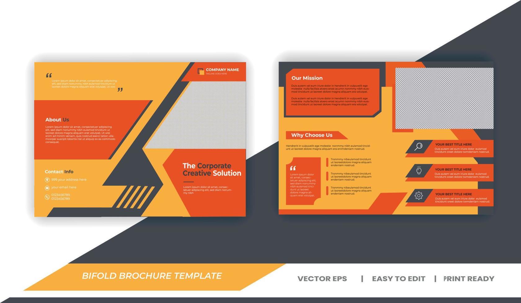 Bifold Brochure Template - Professional business brochure, bi fold template,cover page, half fold brochures - corporate brochure - 04 vector