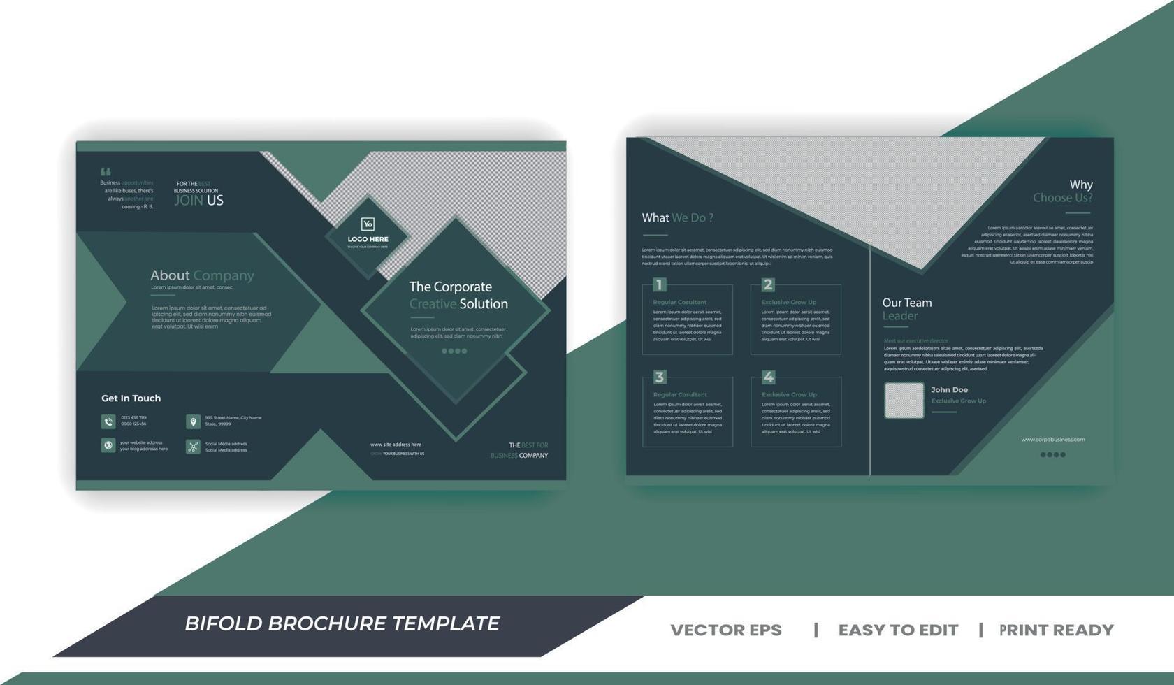 Bifold Brochure Template - Professional business brochure, bi fold template,cover page, half fold brochures - corporate brochure - 03 vector