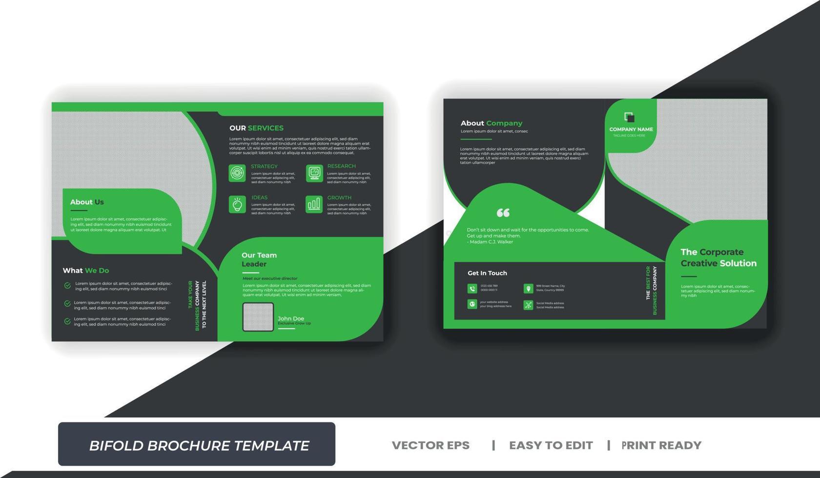 Bifold Brochure Template - Professional business brochure, bi fold template,cover page, half fold brochures - corporate brochure - 01 vector