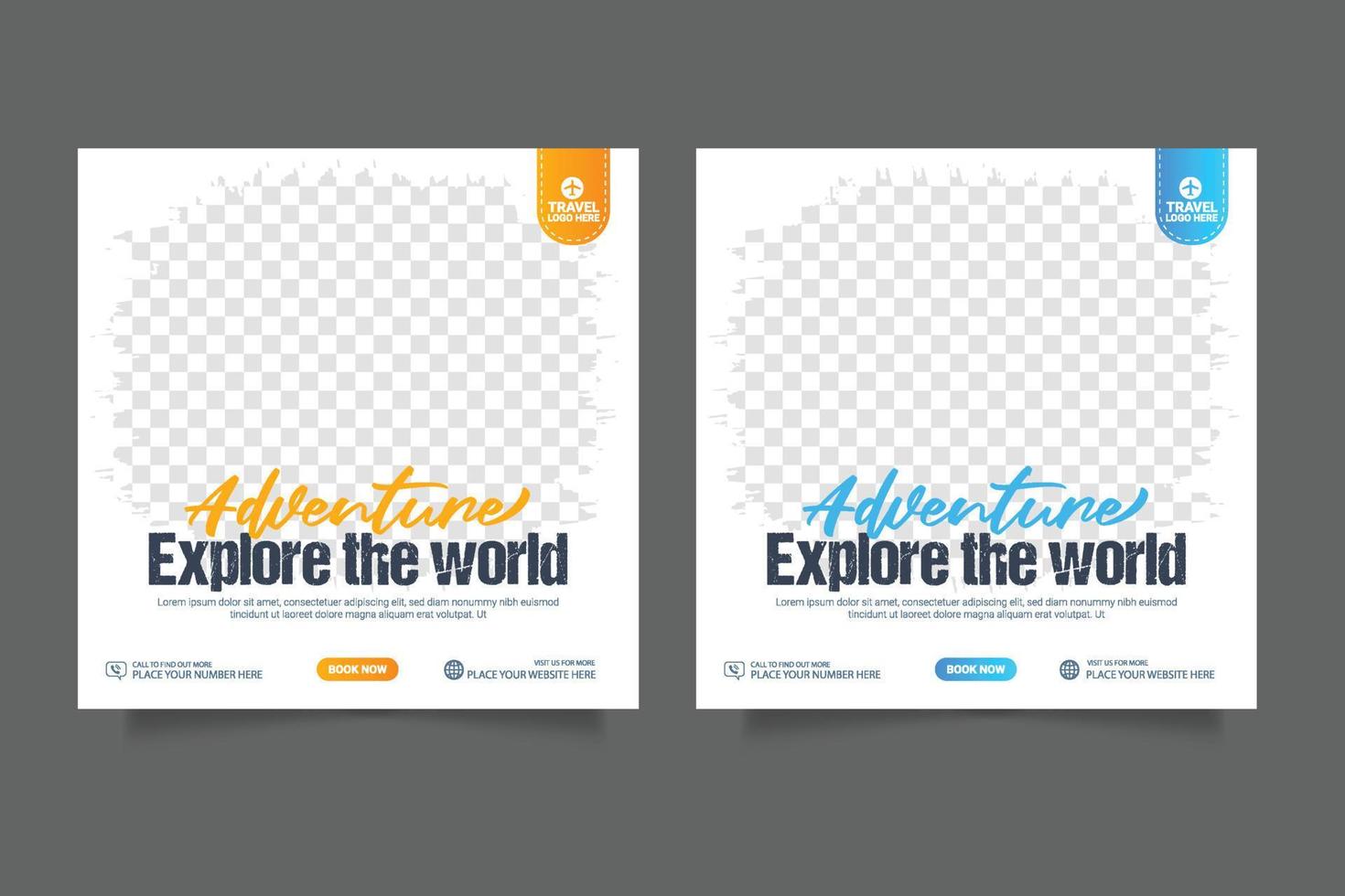 Social media post template for travel holiday tourism marketing and sale promo. tour advertising vector
