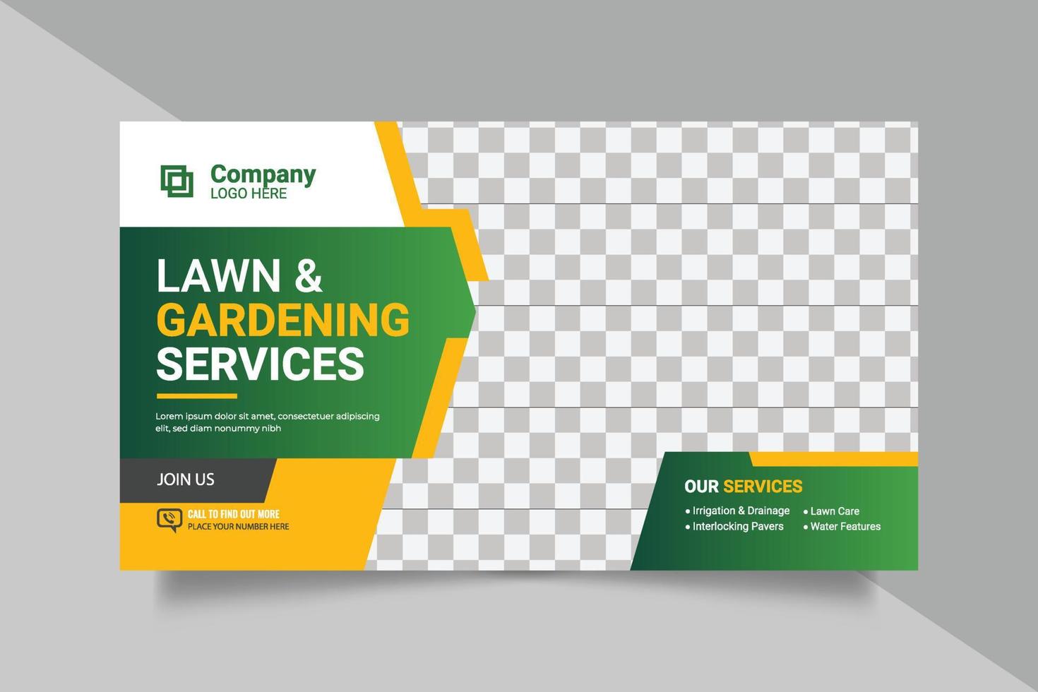 Agricultural and farming services web banner or social media post lawn gardening template design vector