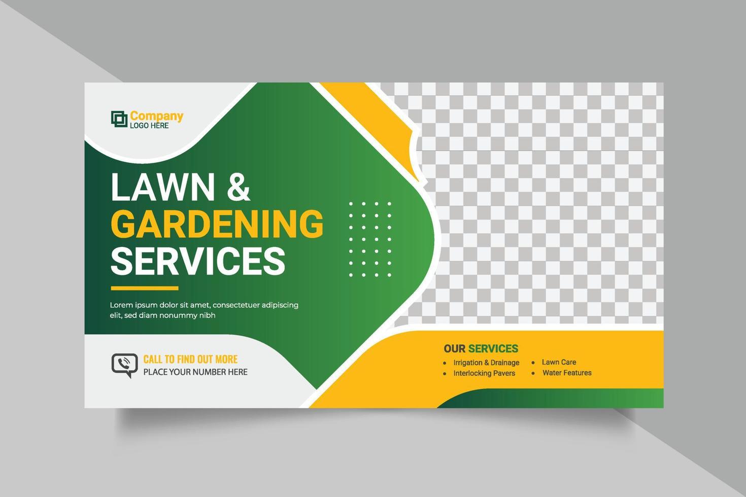 Agricultural and farming services web banner or social media post lawn gardening template design vector