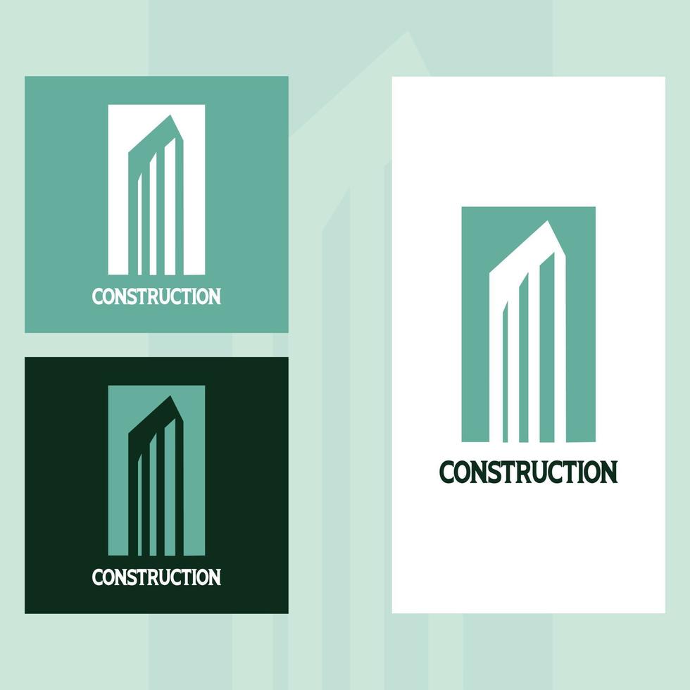 diseño de logotipo de construcción de edificio de oficinas, icono de logotipo creativo. diseño de logotipos para bienes raíces, arquitectura, construcción. vector