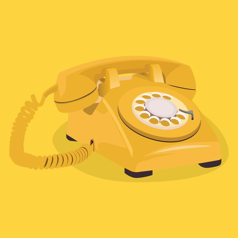 Old rotary dial telephone with handset lifted logo design illustration. Phone vector logo. Flat design style.