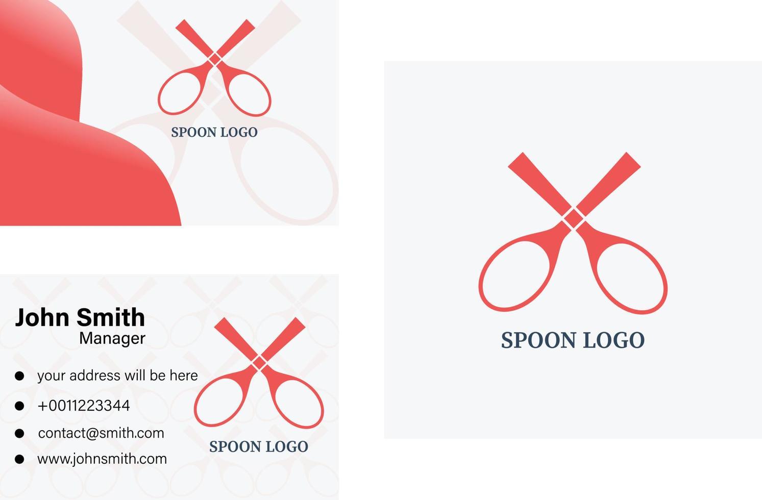 diseño de vector de logotipo de restaurante de cuchara moderno y diseño de logotipo de ubicación de comida y tarjeta de visita.