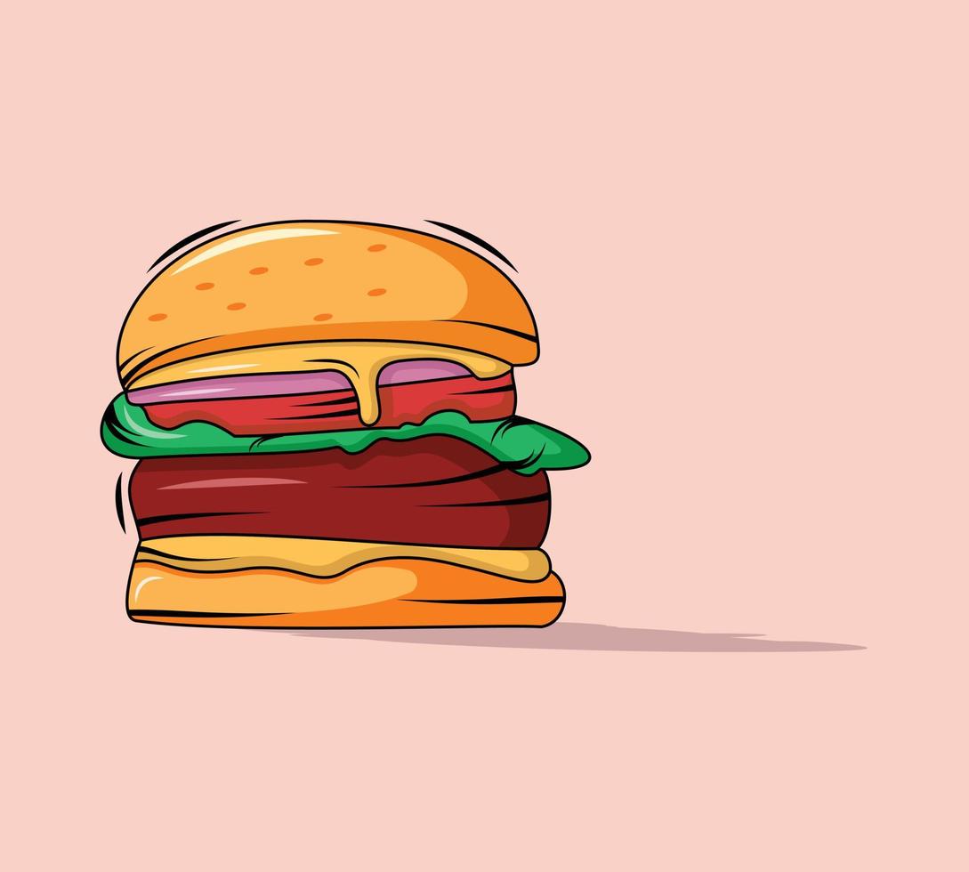 Burger melted cartoon vector icon illustration. Flat cartoon style icon design.