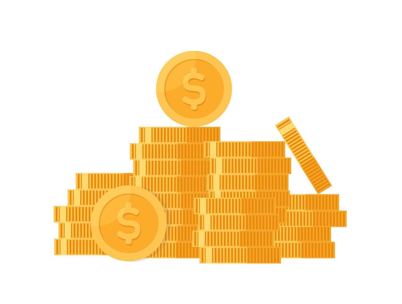 Stack of gold coins in a flat style. The concept of income or profit icons vector