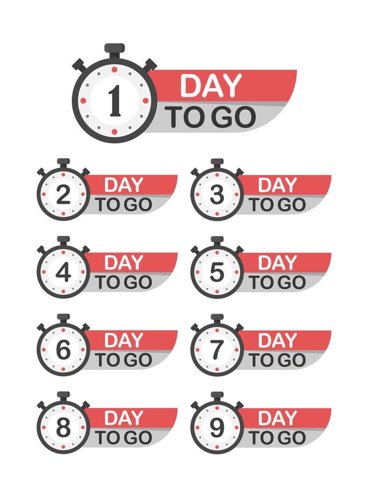 1,2,3,4,5,6,7,8,9,days to go, promotion icon, best deal symbol vector