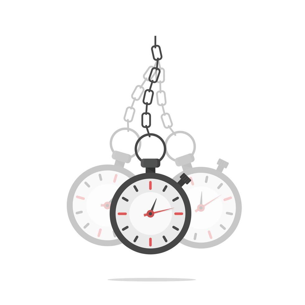 Hypnosis concept. Watch on a chain. Golden pocket watch. Pendulum swinging vector