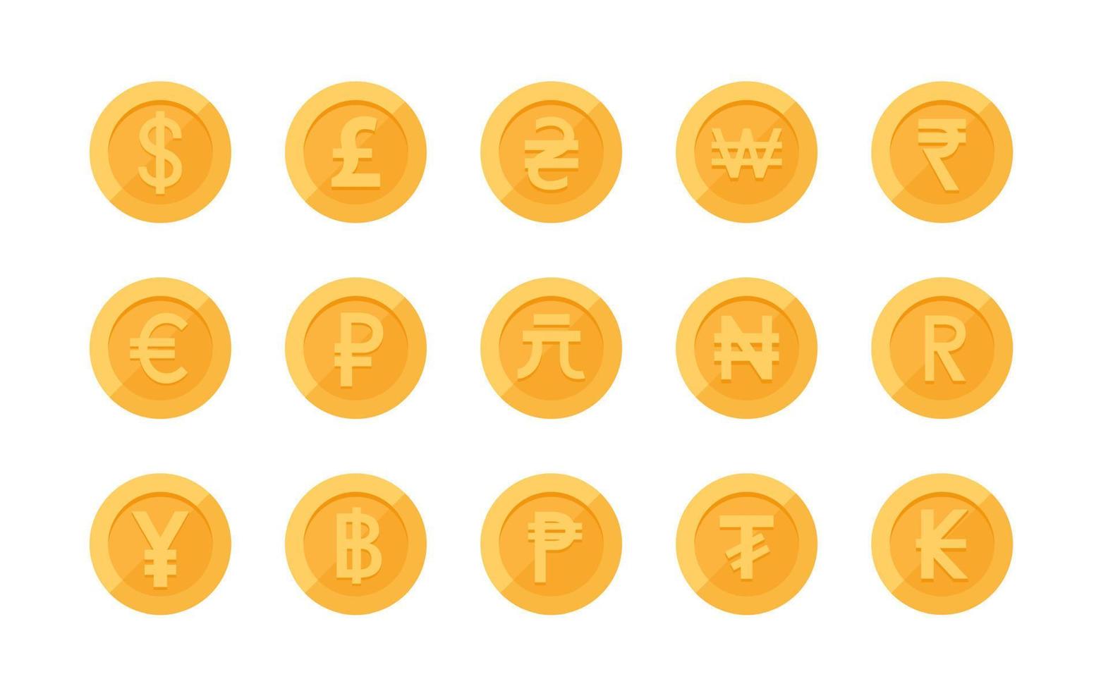 Set of icons coins on the  white background vector