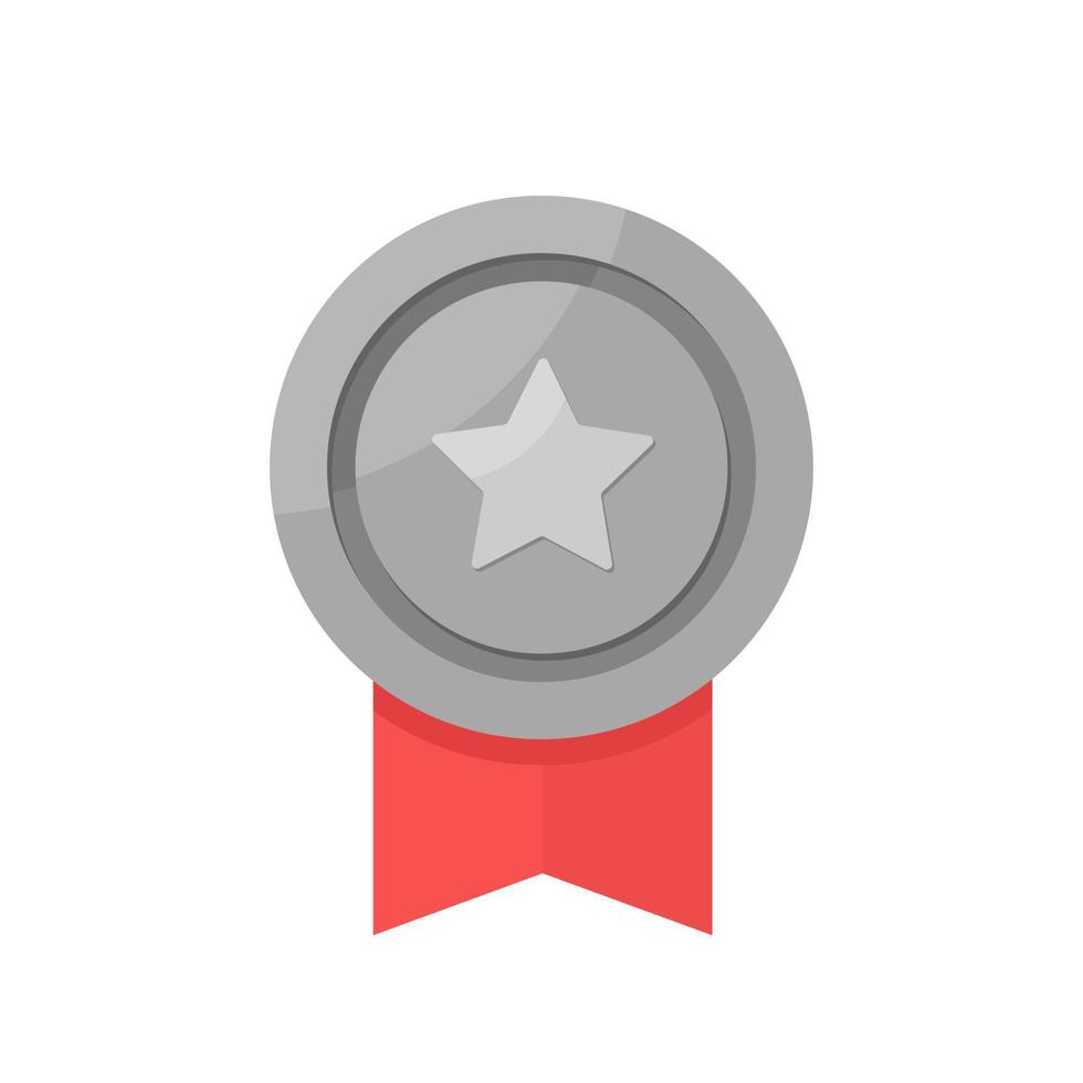 Champion silver medal with ribbon on white background vector