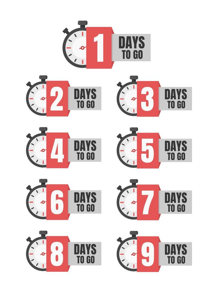 1,2,3,4,5,6,7,8,9,days to go, promotion icon, best deal symbol vector