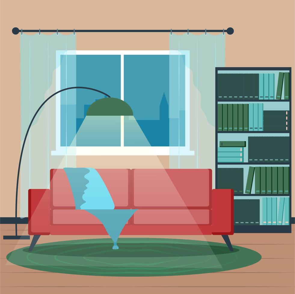 Modern and comfortable living room, illustration, flat design, vector. vector