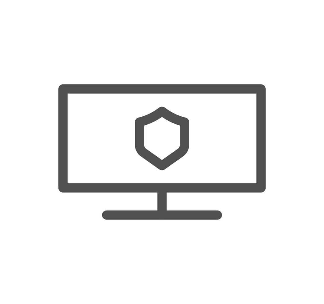 Monitor icon outline and linear vector. vector