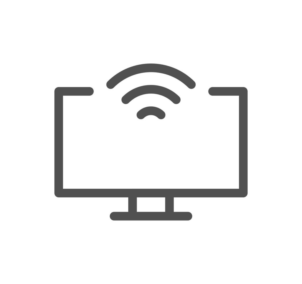 Monitor icon outline and linear vector. vector