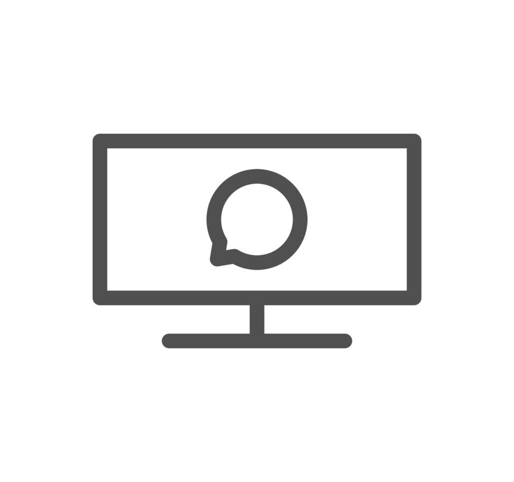 Monitor icon outline and linear vector. vector