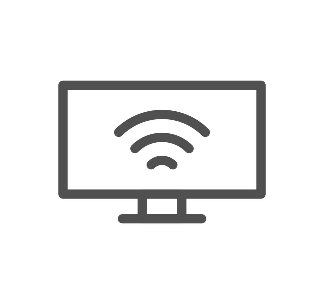Monitor icon outline and linear vector. vector