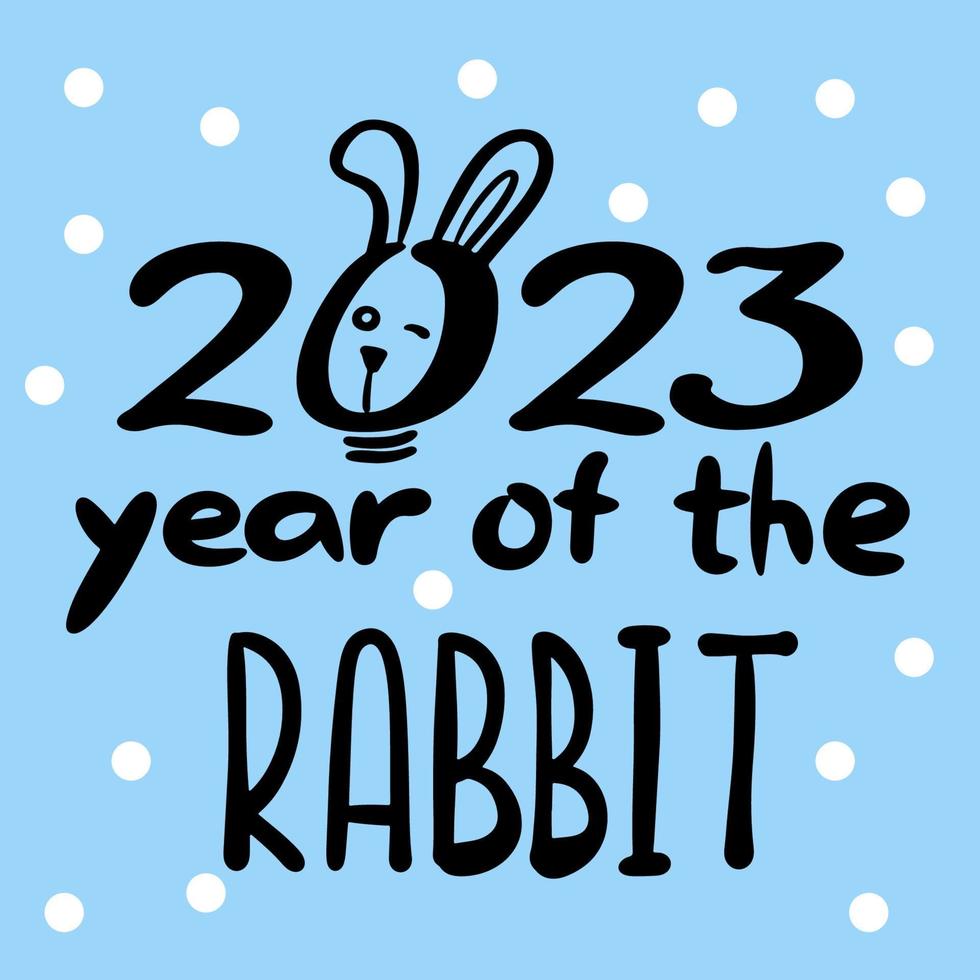 Rabbit. Greeting card design template with Chinese calligraphy for 2023 New Year of the rabbit. Lunar new year 2023. Zodiac sign for greetings card, invitation, posters, banners, calendar vector