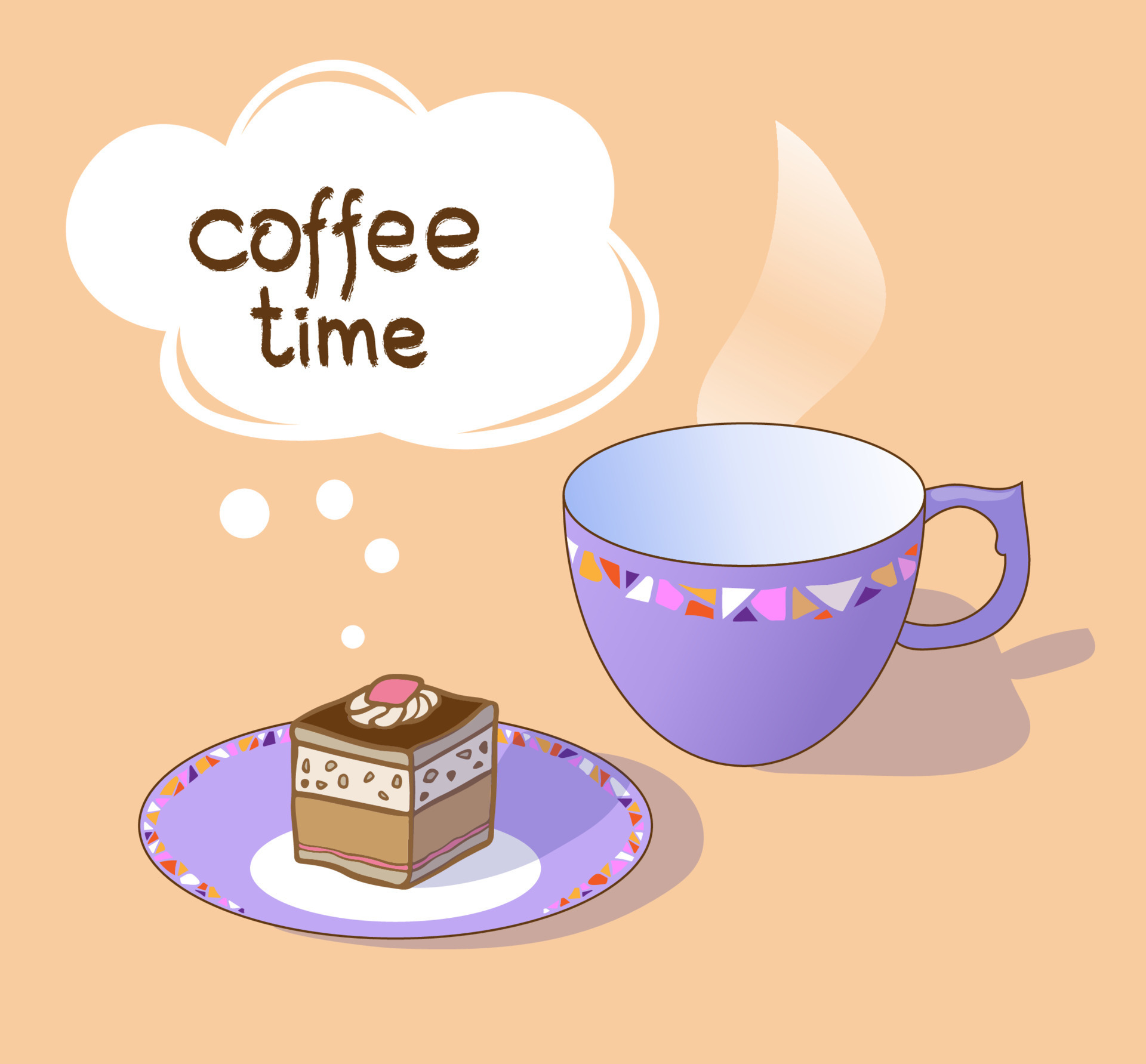 cup of coffee and a piece of cake. vector illustration 13021266 Vector