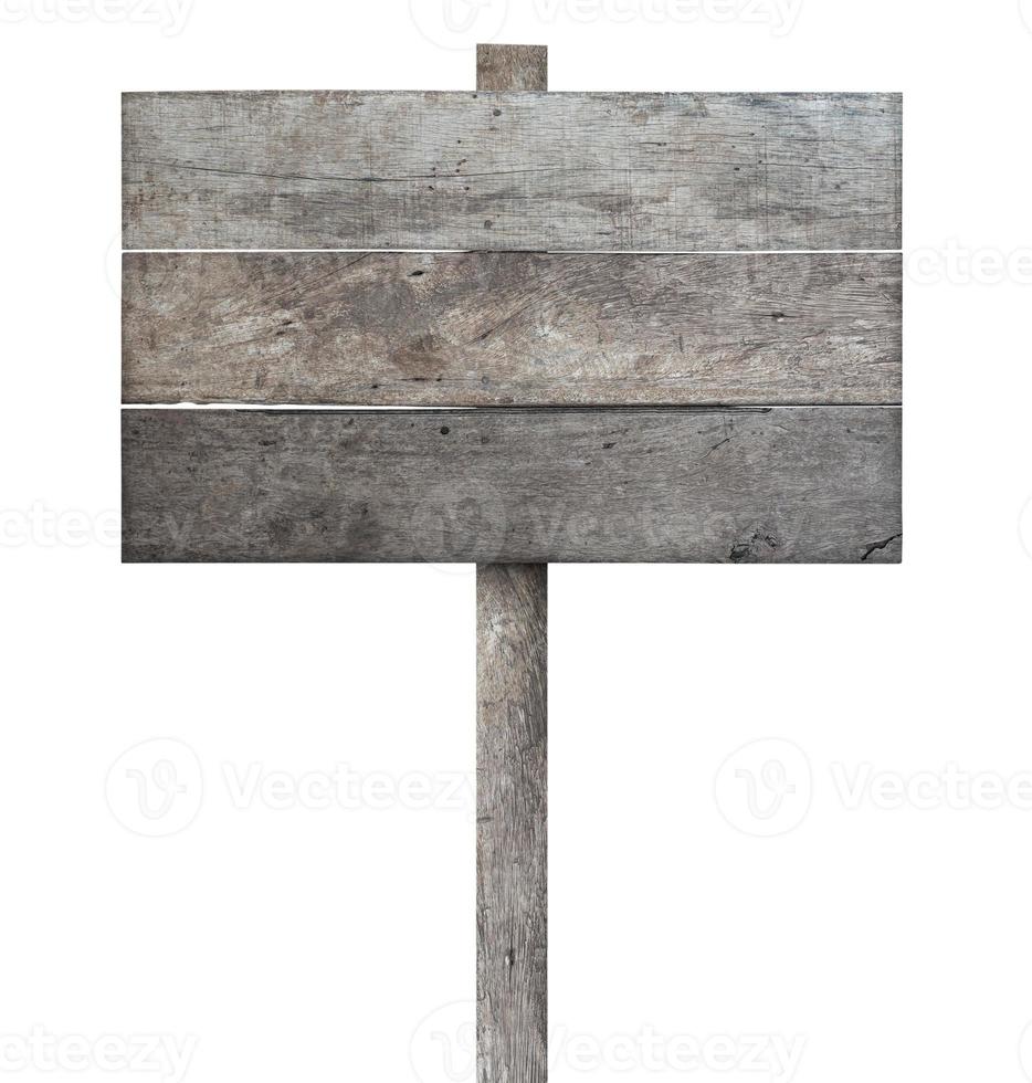 Old wooden sign isolated on white background photo