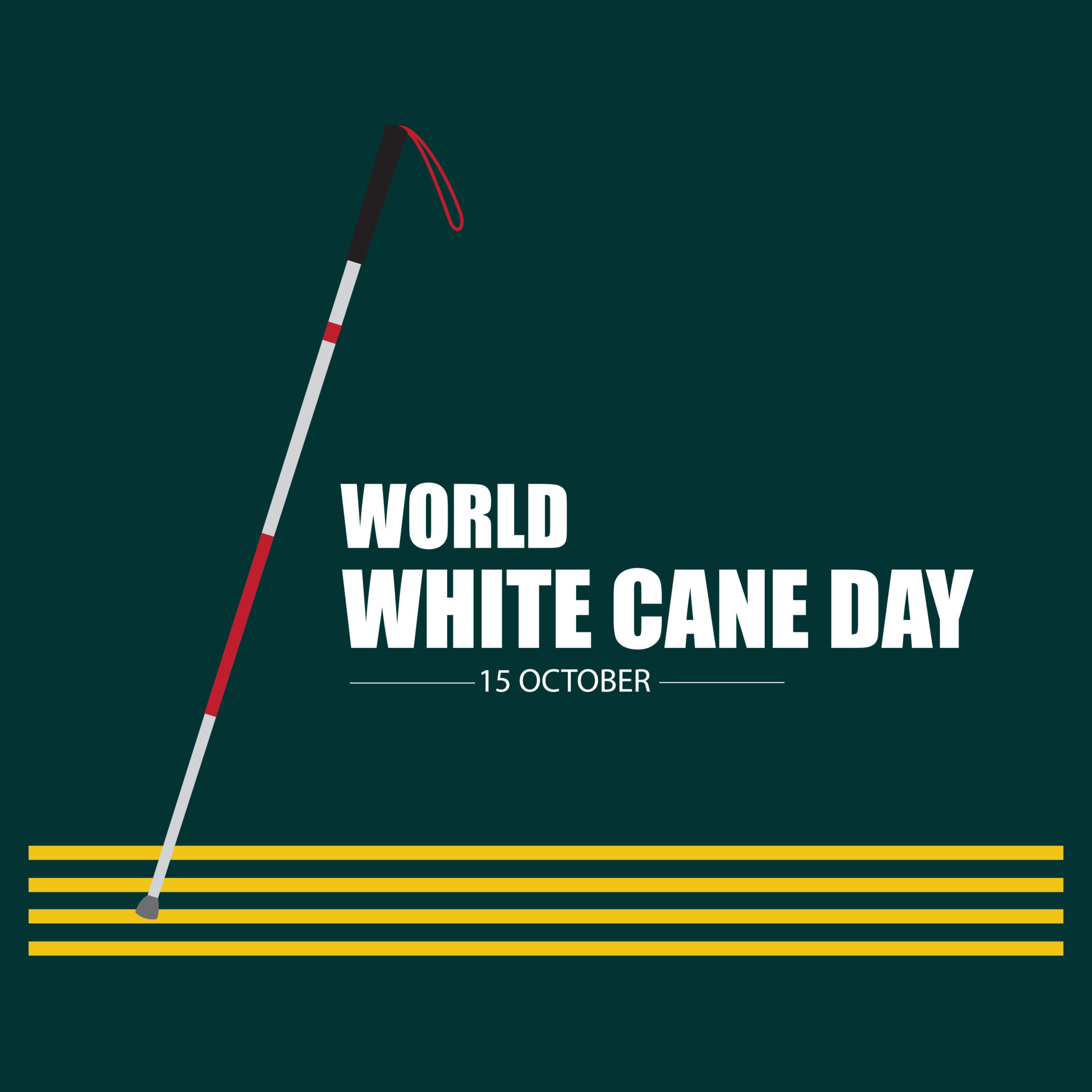 World White Cane Day guiding the blind Vector. Simple and elegant